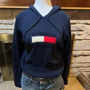 Vintage Tommy Hilfiger Tommy Jeans Flag Logo Hooded Knit Sweater